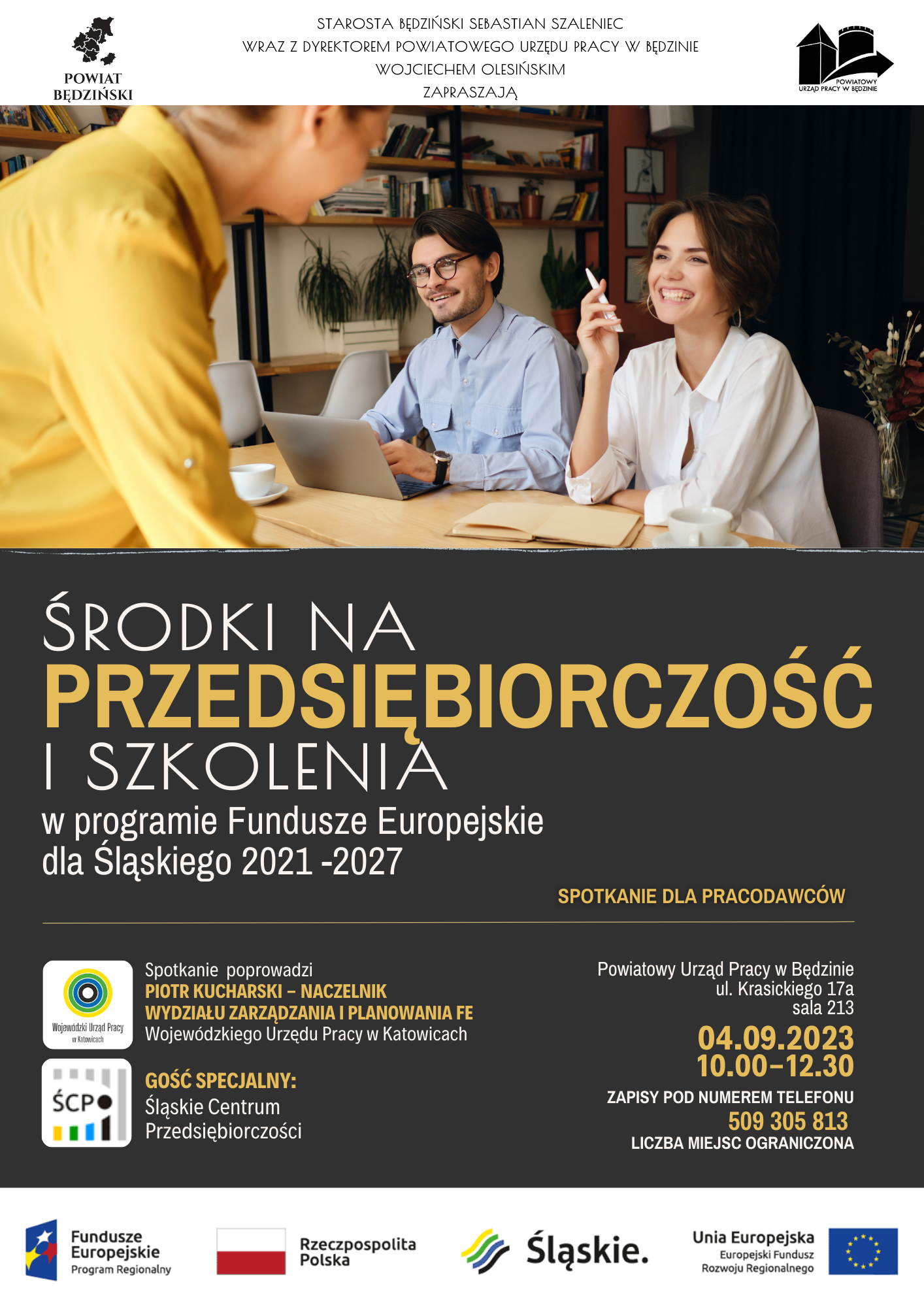 Zaproszenie na spotkanie „Środki na przedsiębiorczość i szkolenia w programie Fundusze Europejskie dla Śląskiego 2021 -2027” 