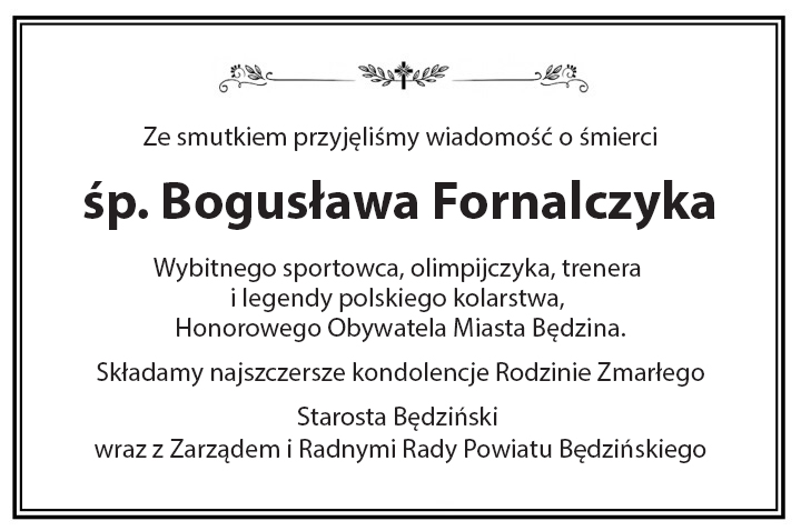 Kondolencje Fornalczyk